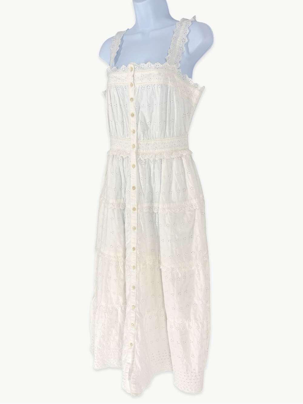 Gap × DÔEN Eyelet Midi Dress Size Small White Cottagecore Prairie Romantic NWT - Picture 10 of 15